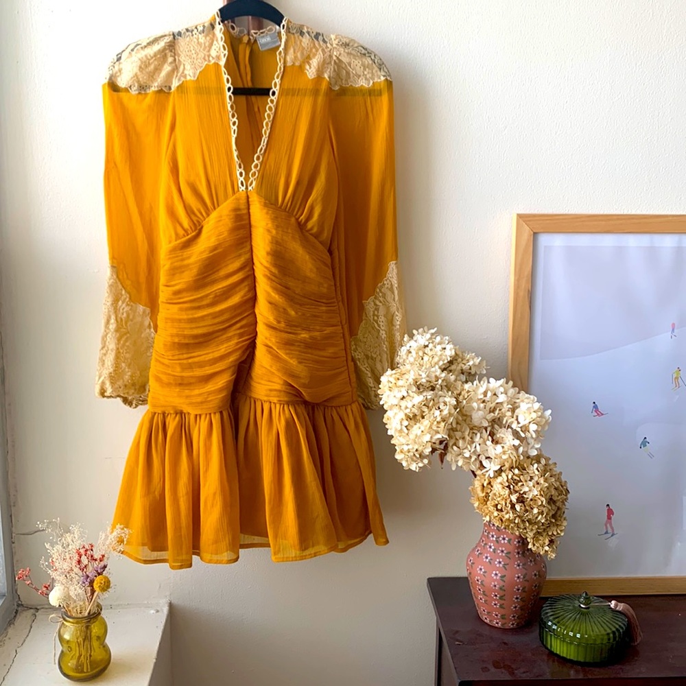 ASOS, US 0, Mustard Yellow beach dress